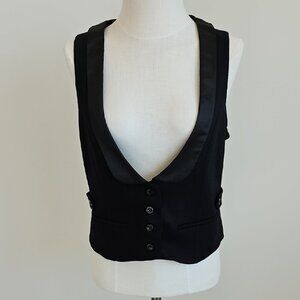 GAP Charcoal Vest with Satin Accents
